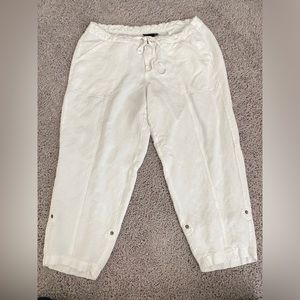 Lane Bryant Women White Linen Blend Drawstring Pants Sz 14/16